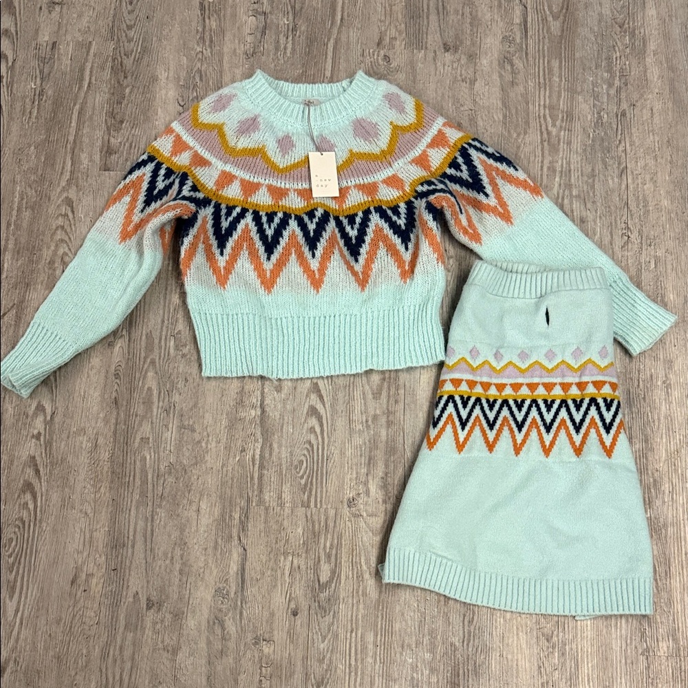 Patterned Women’s Sweater (Small) & Doggie Sweater (Large)